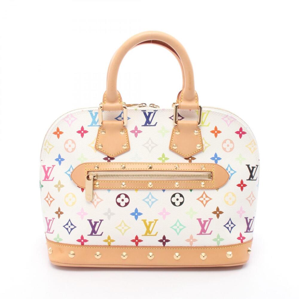Louis Vuitton Alma Handbag Leather Multicolore Multicolor White